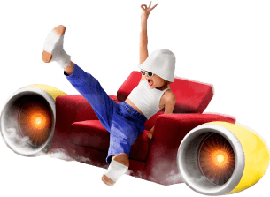 Child on an airplane shaped chair