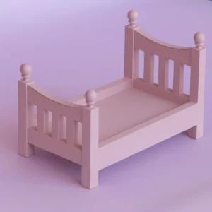 Pink wooden bed with rounded posts