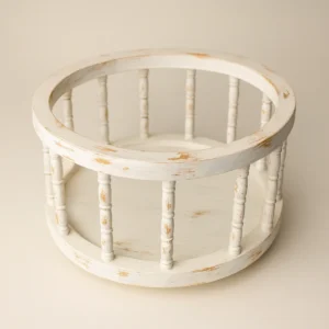 Round white wooden decorative basket