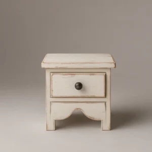 White wooden nightstand with drawer