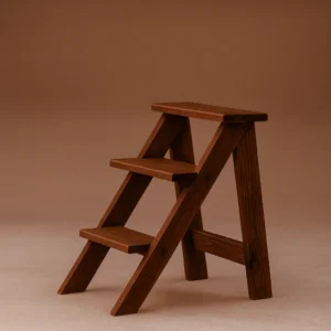 Brown wooden step ladder