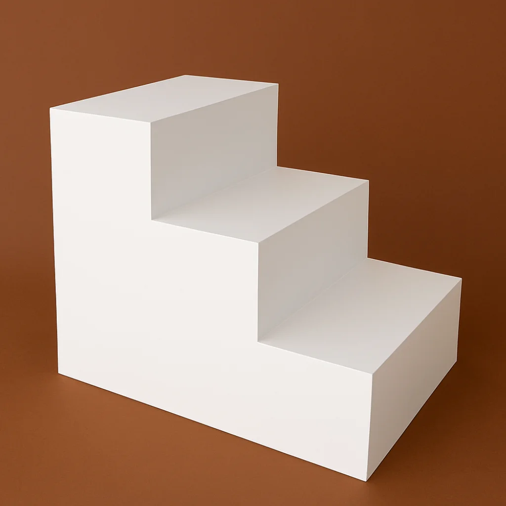 White three-step block
