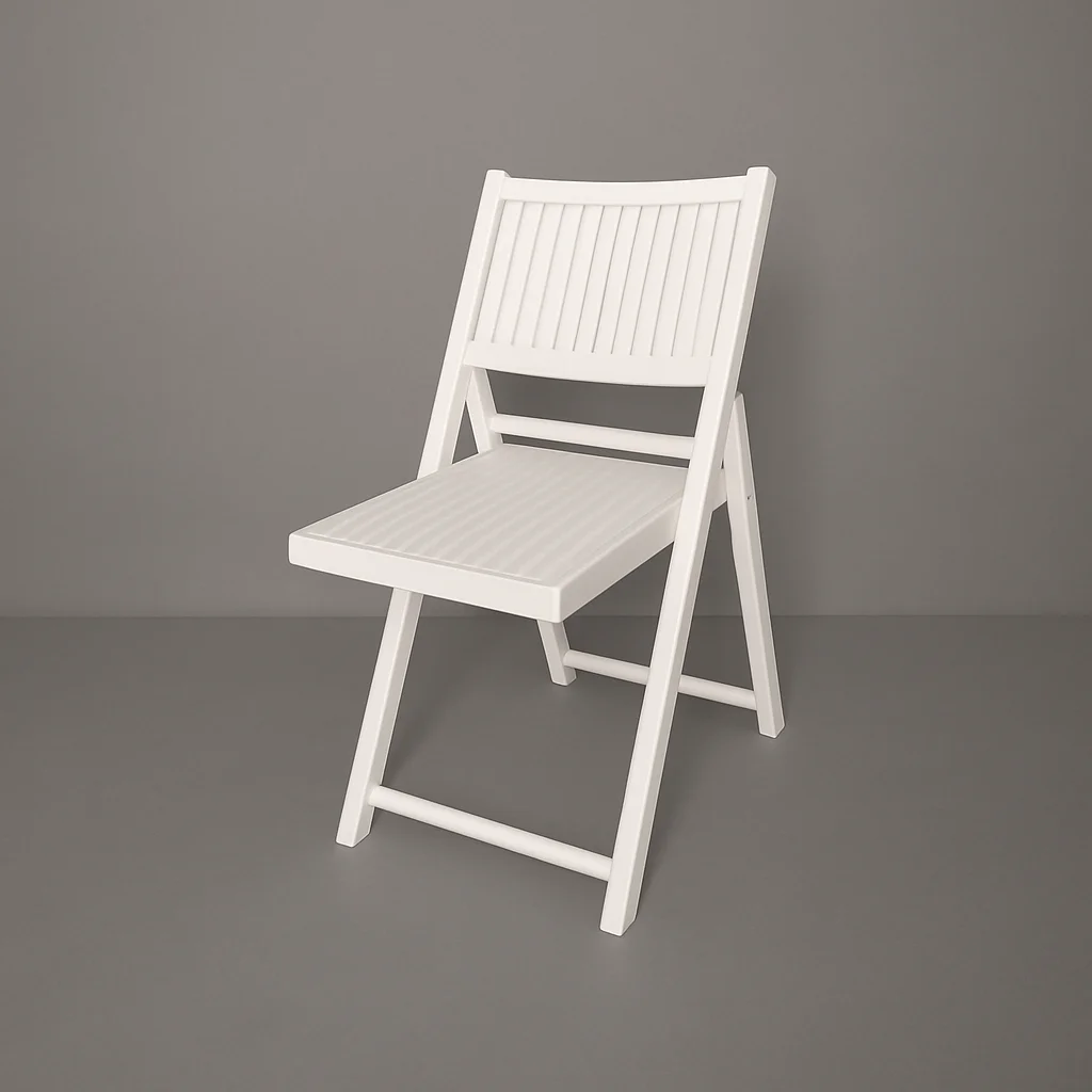White wooden folding chair