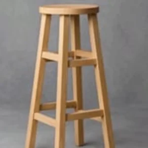 Wooden stool on gray background