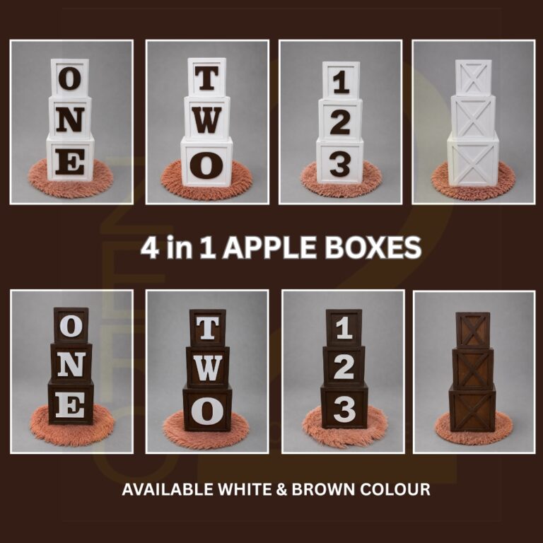 4 in 1 Apple boxes prop set for baby photoshoot and studio photography