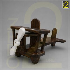 A classic brown vintage wooden aeroplane prop designed for newborn and baby photography shoots.