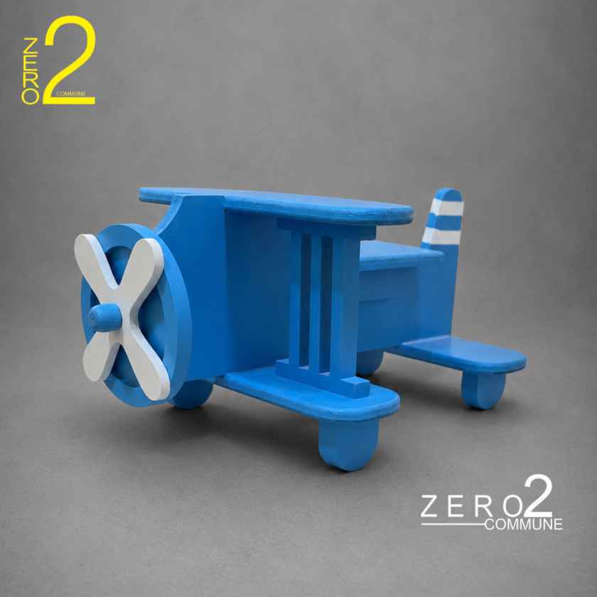 A blue airplane photography prop featuring a playful aircraft design, suitable for creative baby and kids photoshoots, travel-themed photography, studio setups, and imaginative portrait sessions.