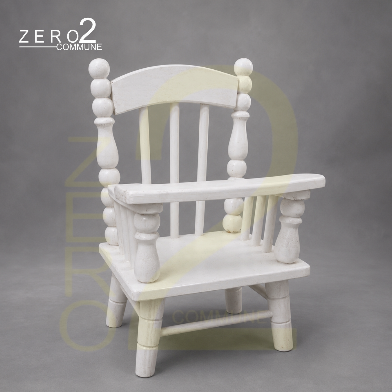 White vintage old school chair photography prop for creative baby, kids and milestone photography setups.