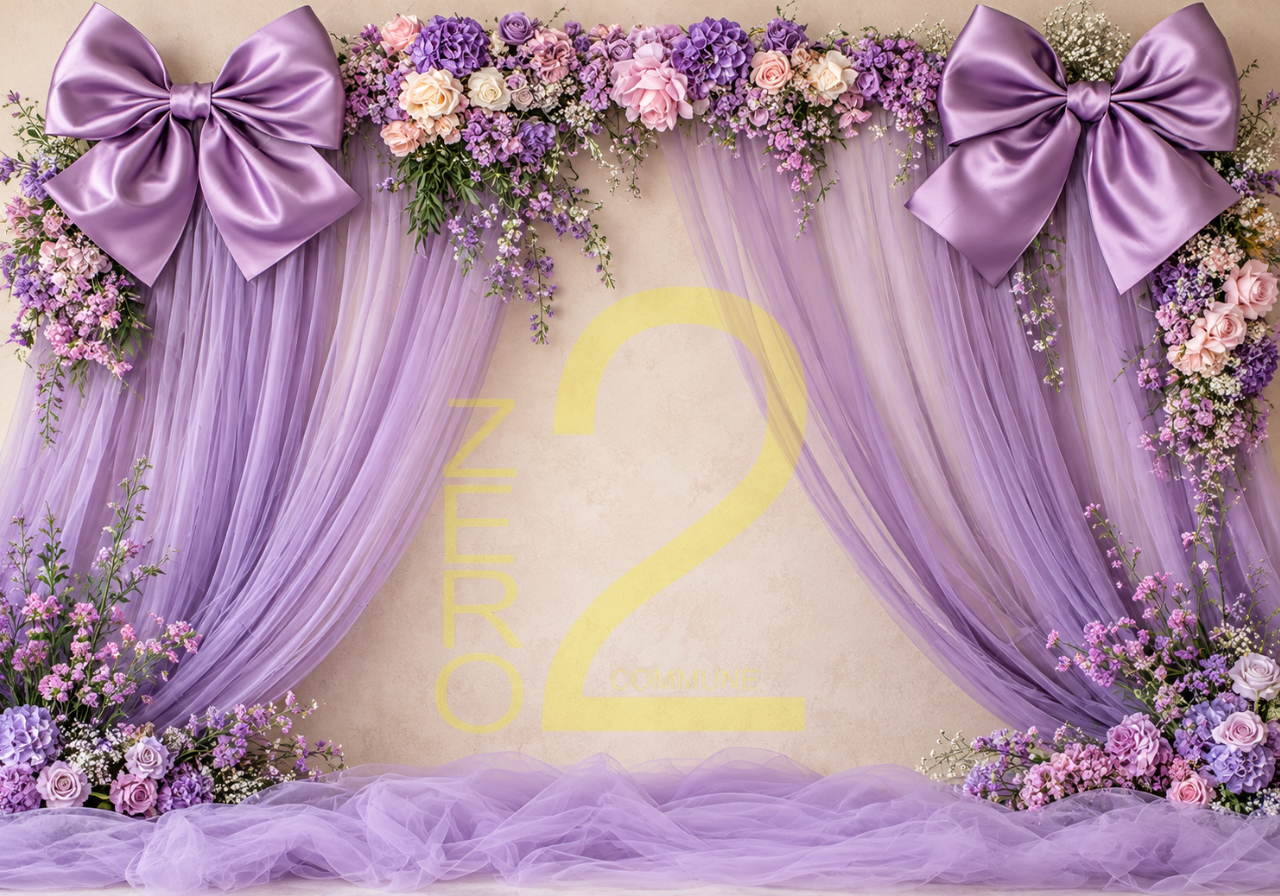 Baby girl photoshoot backdrop designed for newborn, milestone and birthday photography