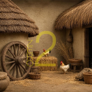 Realistic traditional village theme backdrop for baby photography