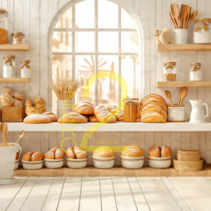 Realistic kitchen theme backdrop for baby and newborn photography