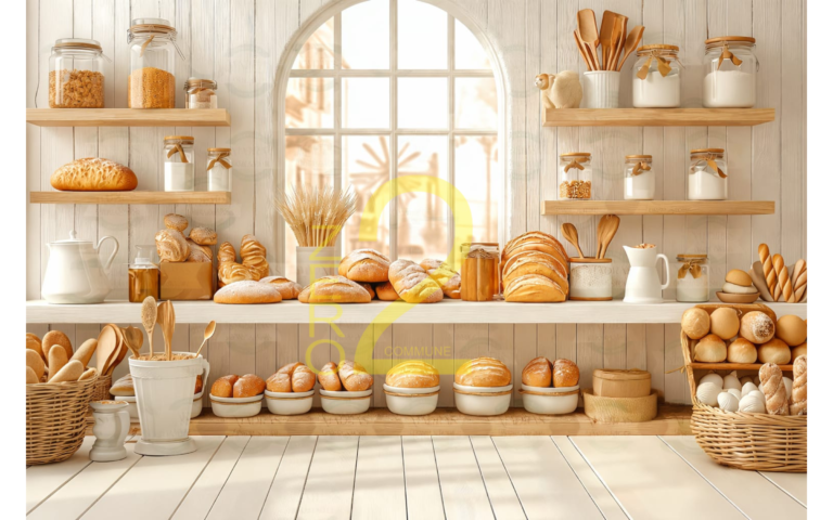 Realistic kitchen theme backdrop for baby and newborn photography