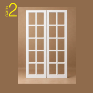White double-panel maternity photography prop with rectangular window-style openings